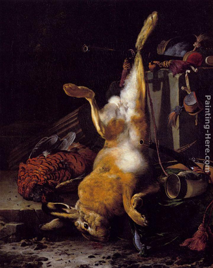 Melchior de Hondecoeter A Still Life Of Dead Game And Hunting Equipment